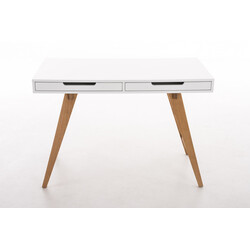 Stilrent skrivbord med rymlig arbetsyta och ekben