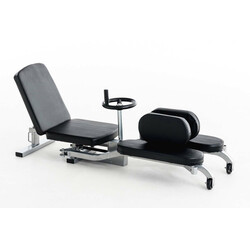 Spagat-träningsmaskin med justerbar ryggstödsvinkel och vadderat säte