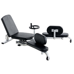 Spagat-träningsmaskin med justerbar ryggstödsvinkel och vadderat säte