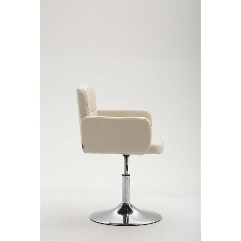 Elegant höjdjusterbar fåtölj i konstläder med krombas