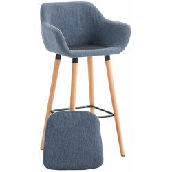 Modern barstol i tyg med stabil bokträstomme