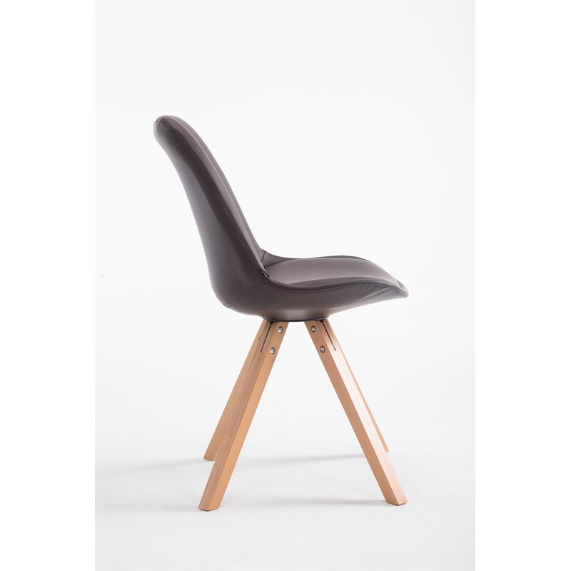 Elegant vadderad stol i konstläder och trä för lyxig komfort