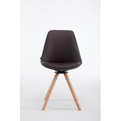 Elegant snurrfåtölj i konstläder med roterande träunderrede