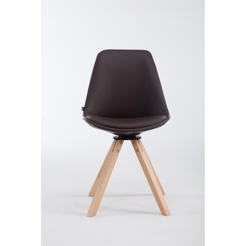 Elegant snurrbar besöksstol i konstläder och trä