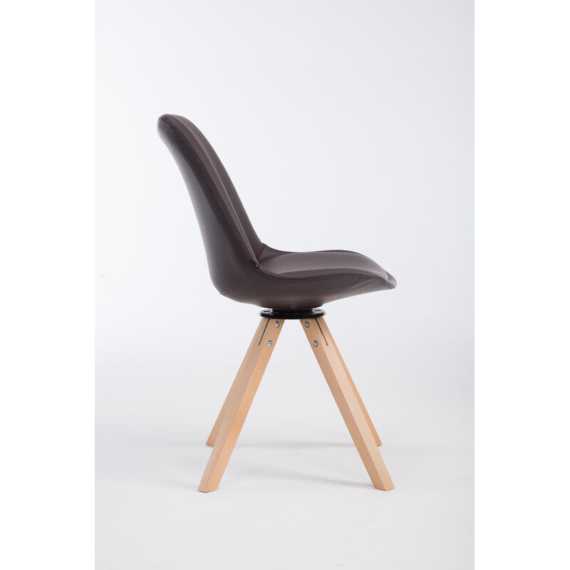 Elegant snurrbar besöksstol i konstläder och trä