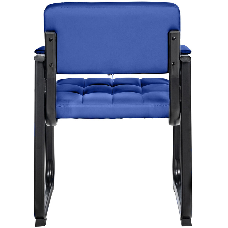 Elegant quiltad stol i konstläder med svart metallram