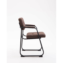 Exklusiv besöksstol med quiltad tygklädsel och metallram