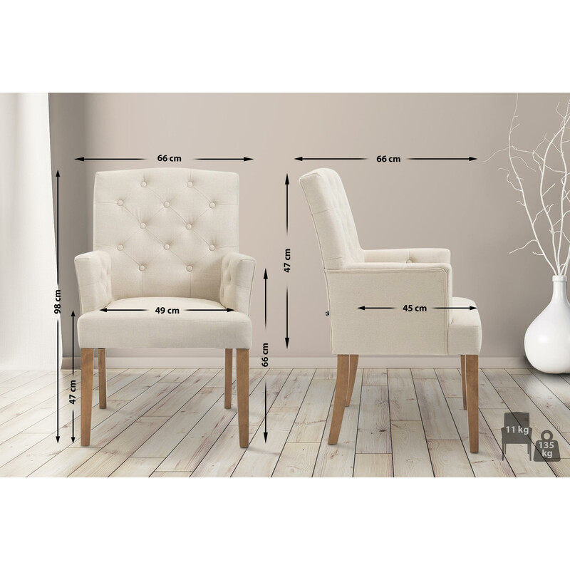 Elegant chesterfield matstol med bekväm stoppning och stabila träben