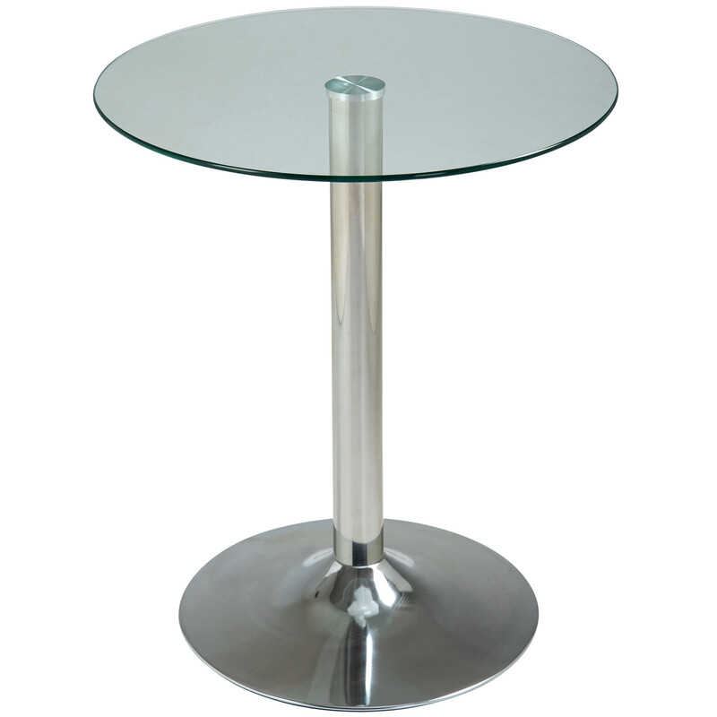 Elegant runt glasbord med kromad ram för mångsidig användning