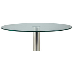 Elegant runt glasbord med kromad ram för mångsidig användning