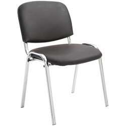 Komfortabel stapelbar stol med konstläder och kromad ram