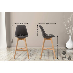 Modern och tidlös barstol med ekstomme och stoppning