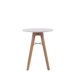 Runt matbord i MDF med bokträstativ och golvskydd