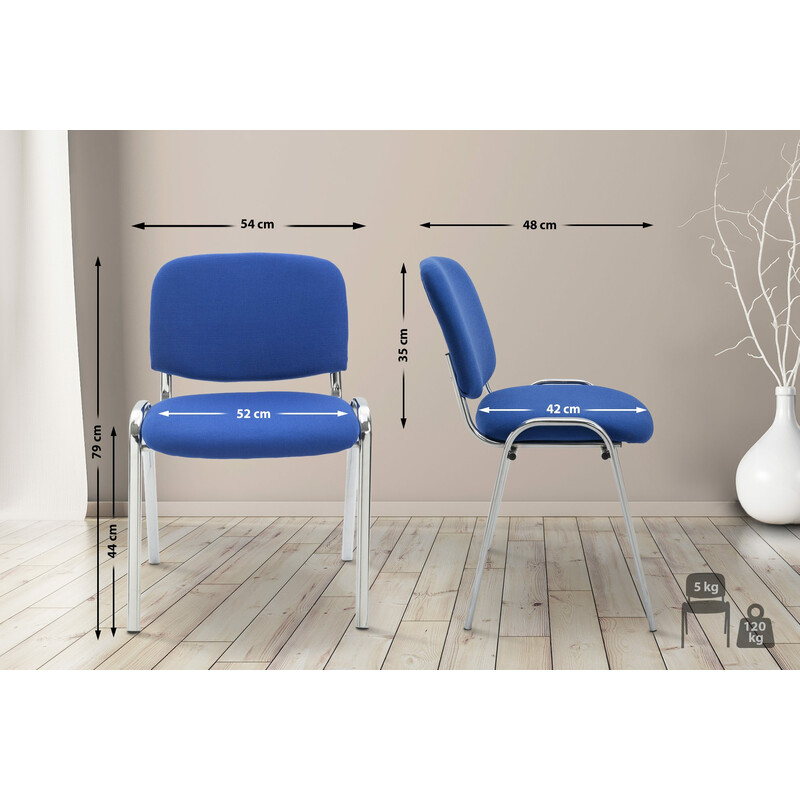 Stapelbar bekväm stol med vadderad sits och metallram