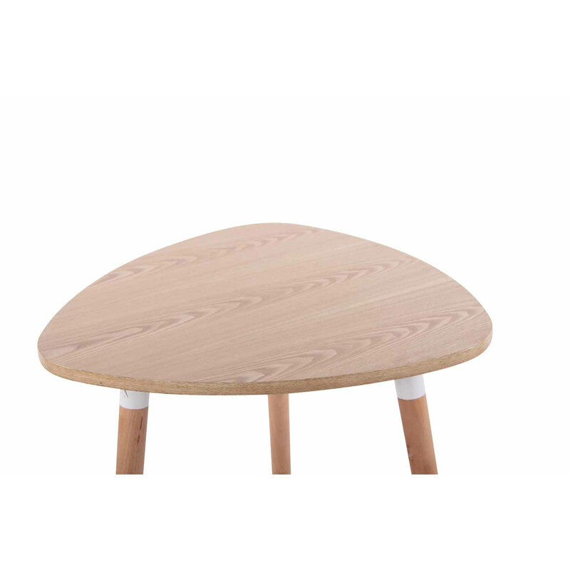 Triangulärt matbord i MDF med bokträsstativ