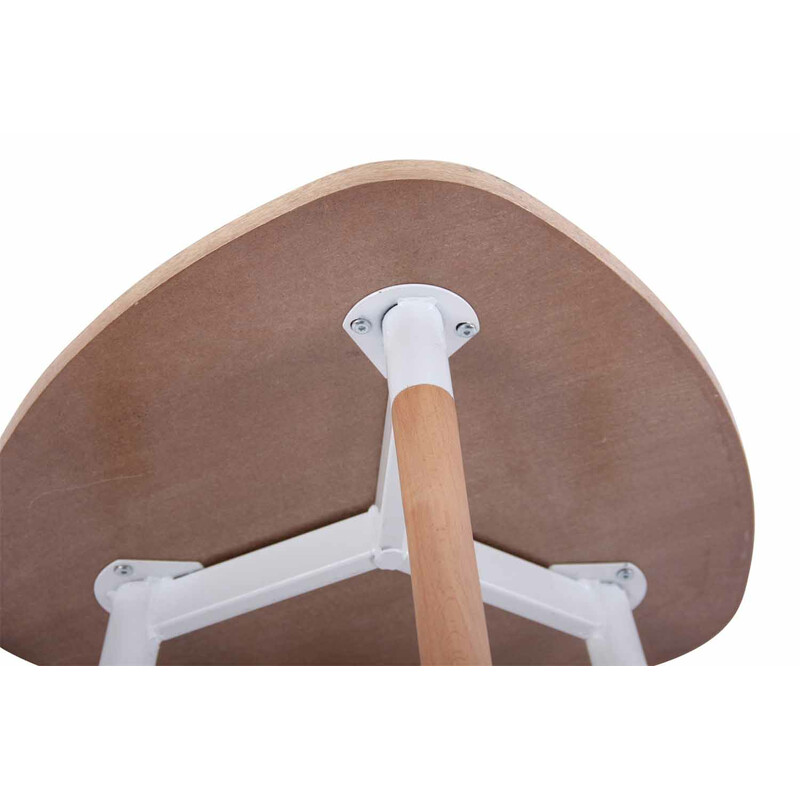 Triangulärt matbord i MDF med bokträsstativ