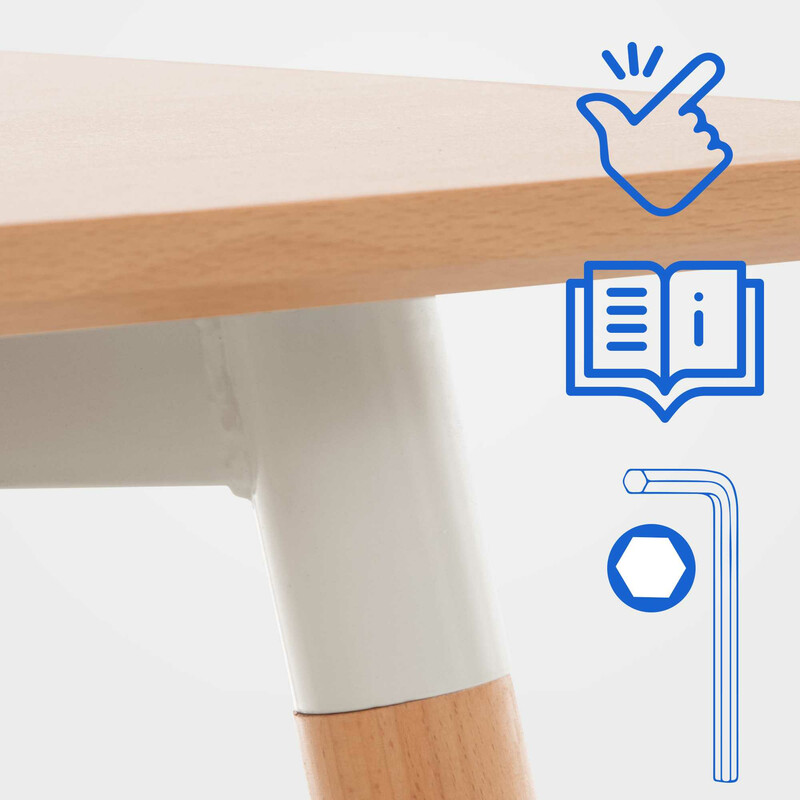 Funktionellt matbord i MDF med justerbara golvskydd