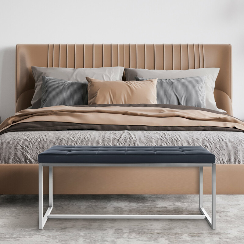 Mångsidig bänk i konstläder med rostfri stålstomme