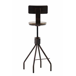 Industriell höjdjusterbar barstol i furu och metall