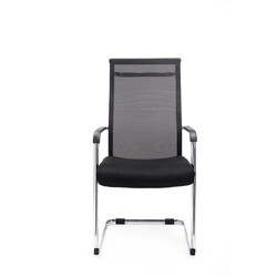 Elegant besöksstol med nätrygg och kromad metallram