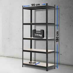 Robust lagerhylla i metall för tung förvaring 180x90 cm