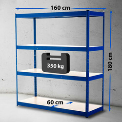 Robust lagerhylla i metall för tung förvaring 180x160 cm