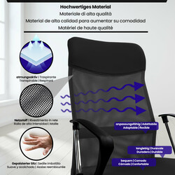 Ergonomisk kontorsstol med justerbar höjd och armstöd