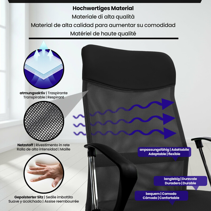 Ergonomisk kontorsstol med justerbar höjd och armstöd