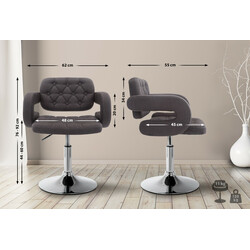 Stilren justerbar fåtölj med quiltad tygklädsel och metallram