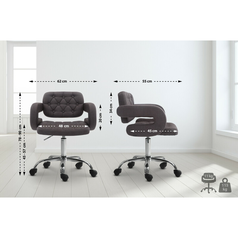 Elegant quiltad kontorsstol med justerbar höjd och svängbara hjul