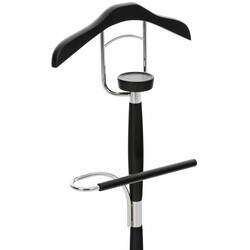 Unisex klädställning i krommetall med träfärger och förvaringshylla