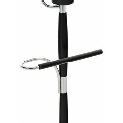 Unisex klädställning i krommetall med träfärger och förvaringshylla