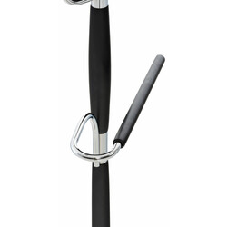 Unisex klädställning i krommetall med träfärger och förvaringshylla