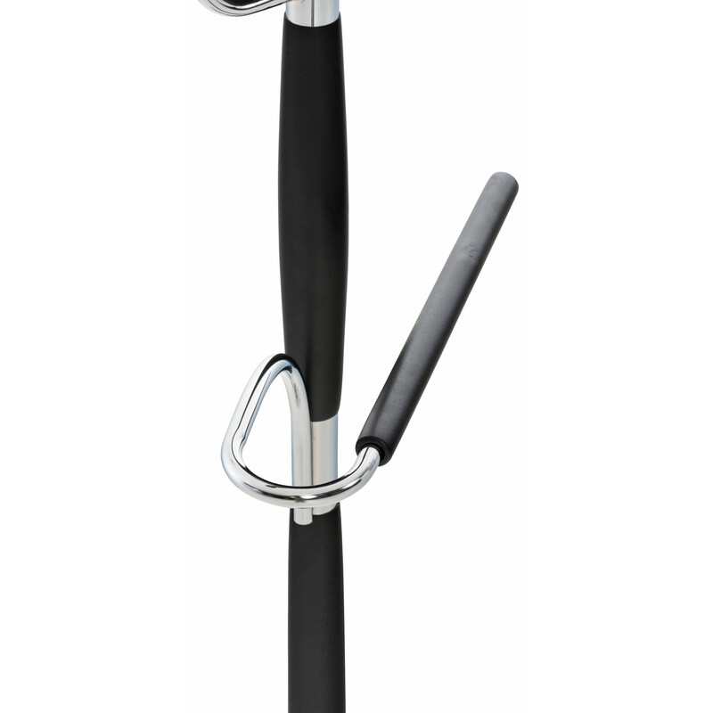 Unisex klädställning i krommetall med träfärger och förvaringshylla