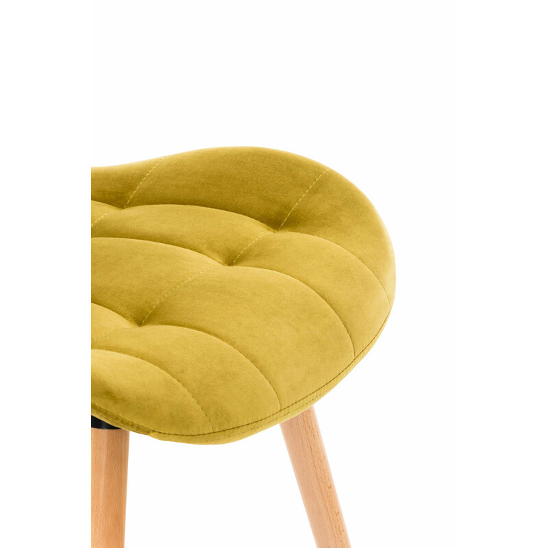 Elegant matstol i sammet med träben och hög ryggstöd