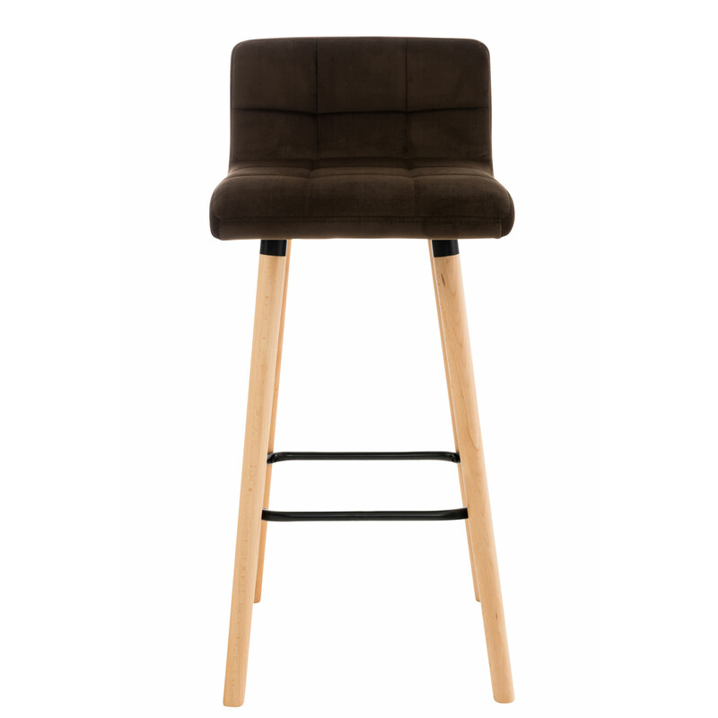 Elegant barstol i sammet med trästomme och quiltad sits