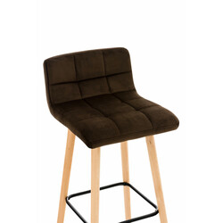 Elegant barstol i sammet med trästomme och quiltad sits