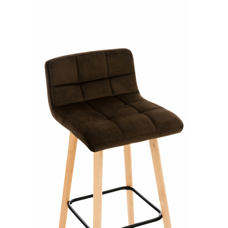 Elegant barstol i sammet med trästomme och quiltad sits