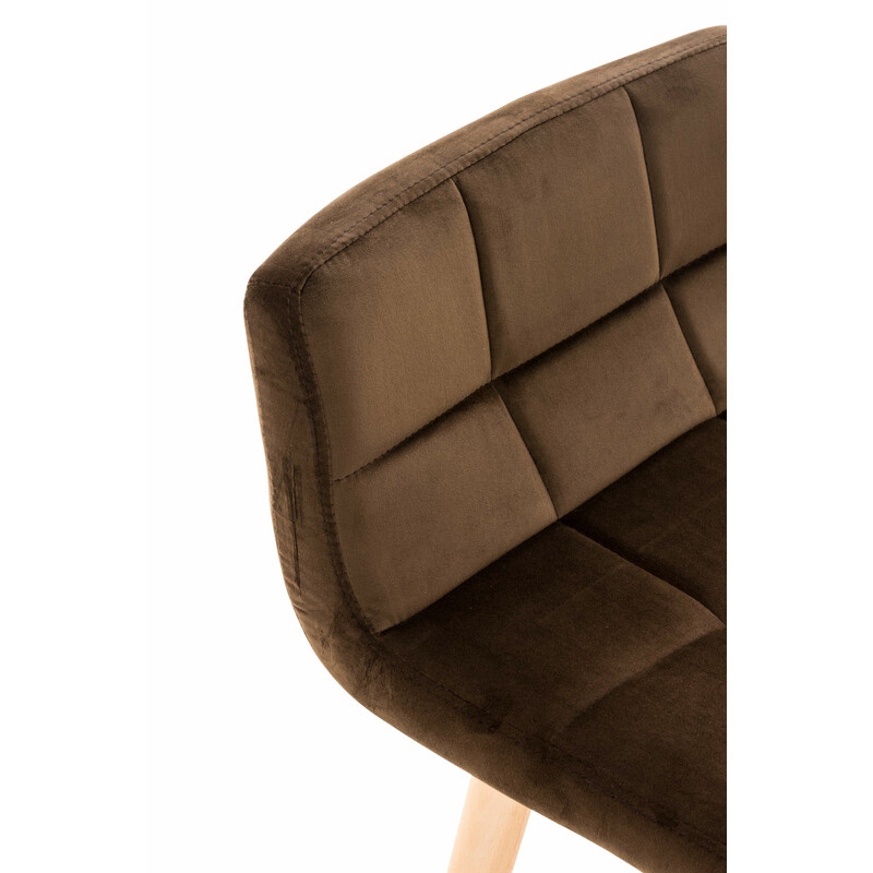 Elegant barstol i sammet med trästomme och quiltad sits