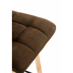Elegant barstol i sammet med trästomme och quiltad sits