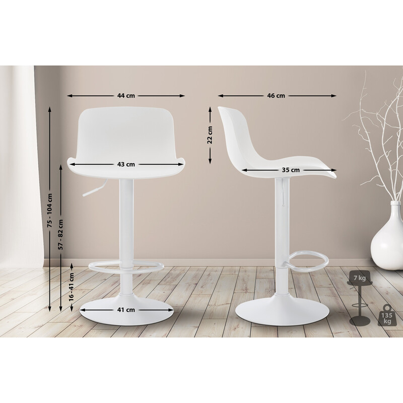 Höjdjusterbar barstol med ergonomiskt ryggstöd och fotstöd