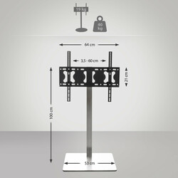 Justerbart tv-stativ i rostfritt stål för 32-65 tums skärmar