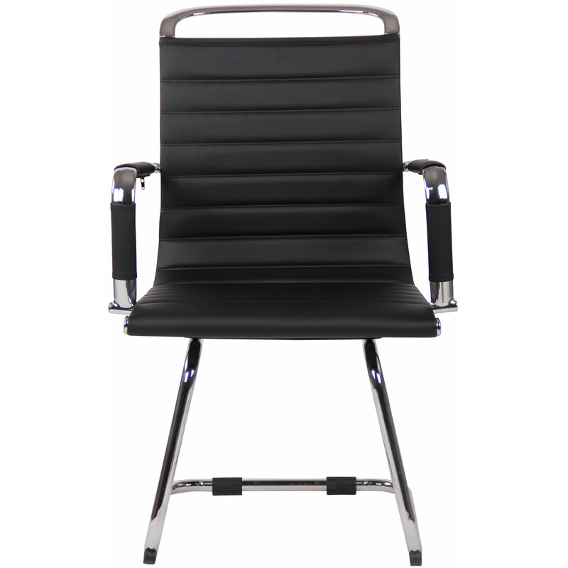 Modern bekväm besöksstol i konstläder med kromram