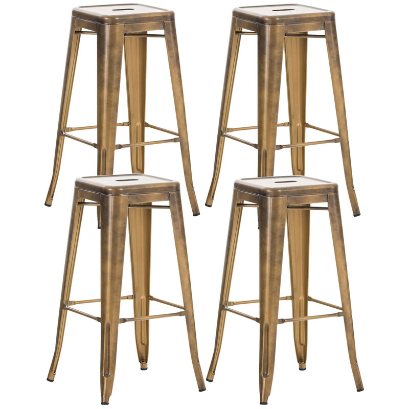 Industriella stapelbara metallbarstolar med fotstöd och lättskött yta