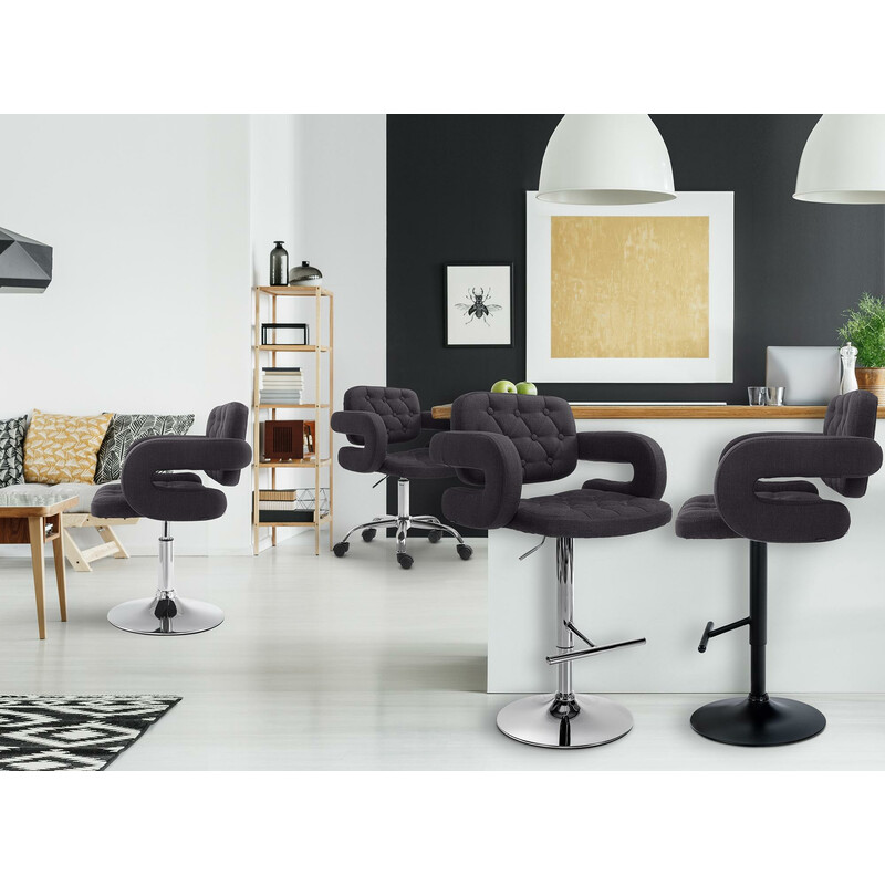 Dublin barstol i tyg med höjdjustering och fotstöd