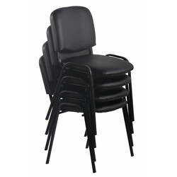 Stapelbara bekväma stolar med konstläder och metallram