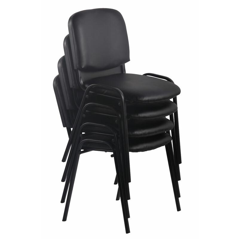 Stapelbara bekväma stolar med konstläder och metallram