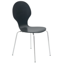 Ergonomisk stapelbar stol med träsits och kromram