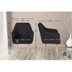 Modern bekväm fåtölj med träben och tygklädsel