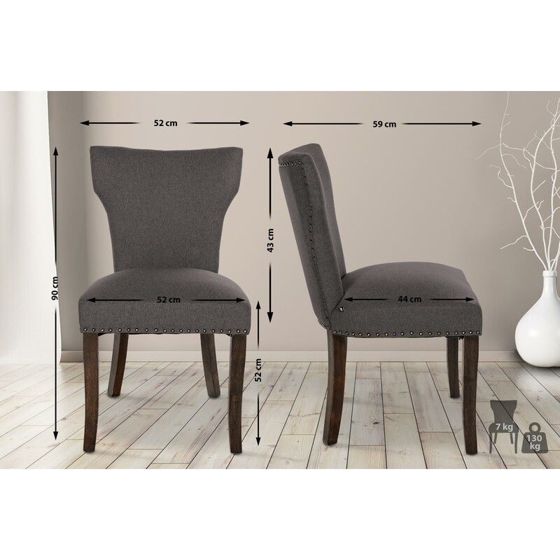 Elegant vadderad matstol med träben och tygklädsel